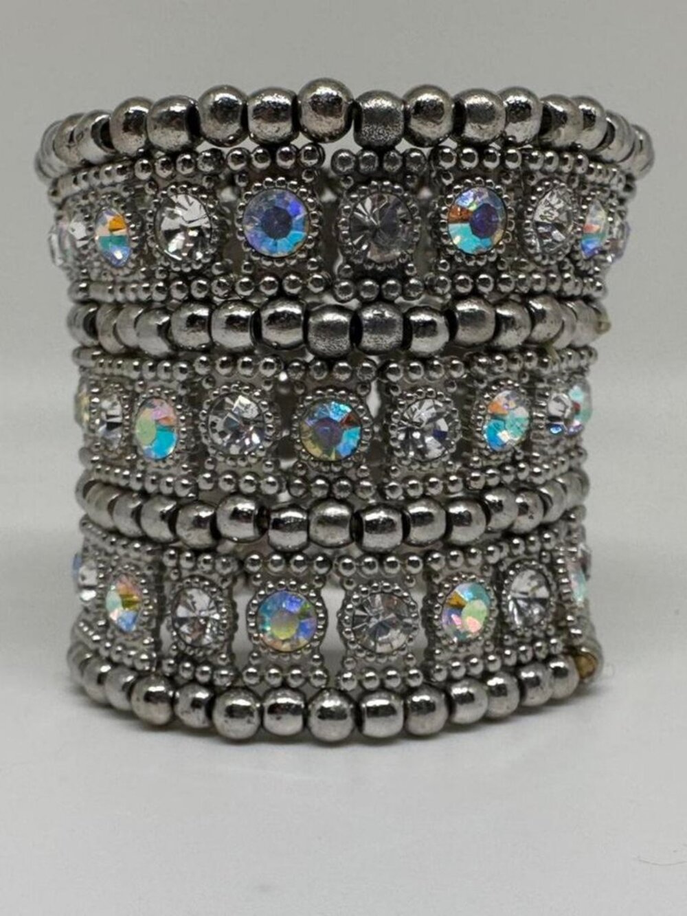 Vintage Silver rhinestone bracelet #vintage #vintagejewelry #boho #mcbling #y2k